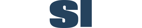 Dark blue "SI" letters on a clean white background, representing Happy V's sleek branding.