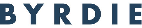 BYRDIE logo in dark blue on transparent background, featuring Happy V’s science-backed products.